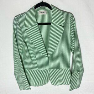 Vintage Fidel Green Striped Seersucker Cotton Blazer Jacket 4